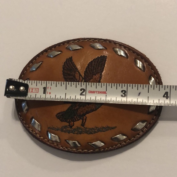 Leather Belt Buckle with Mallard Duck Texas Western - Picture 5 of 10